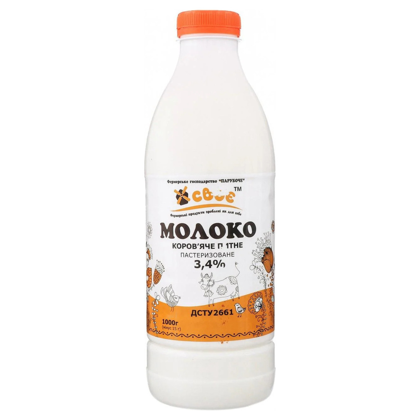 Own milk 3.4% 1 liter bottle