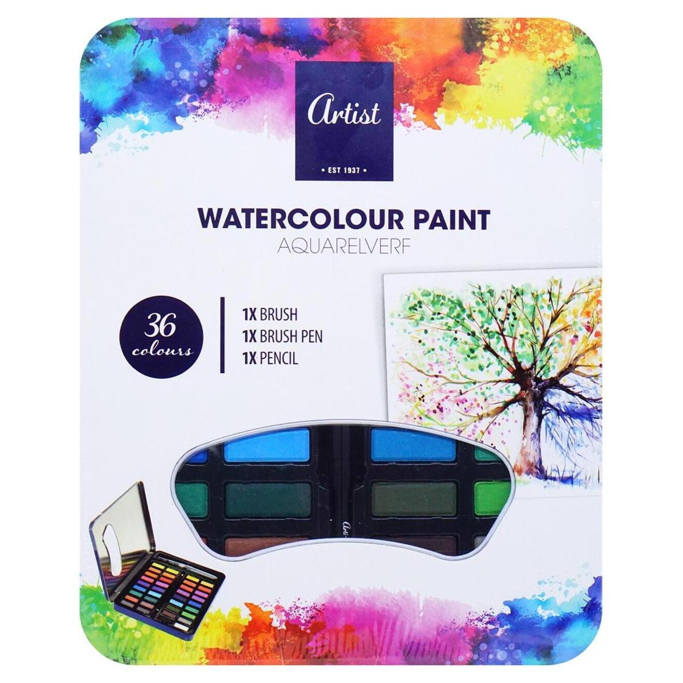 Watercolor paints 36 colors with 2 brushes and a pencil