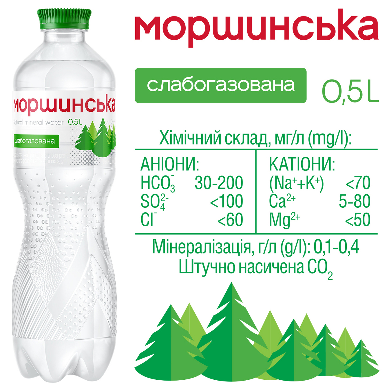 Light sparkling mineral water Morshynska 0,5l 4