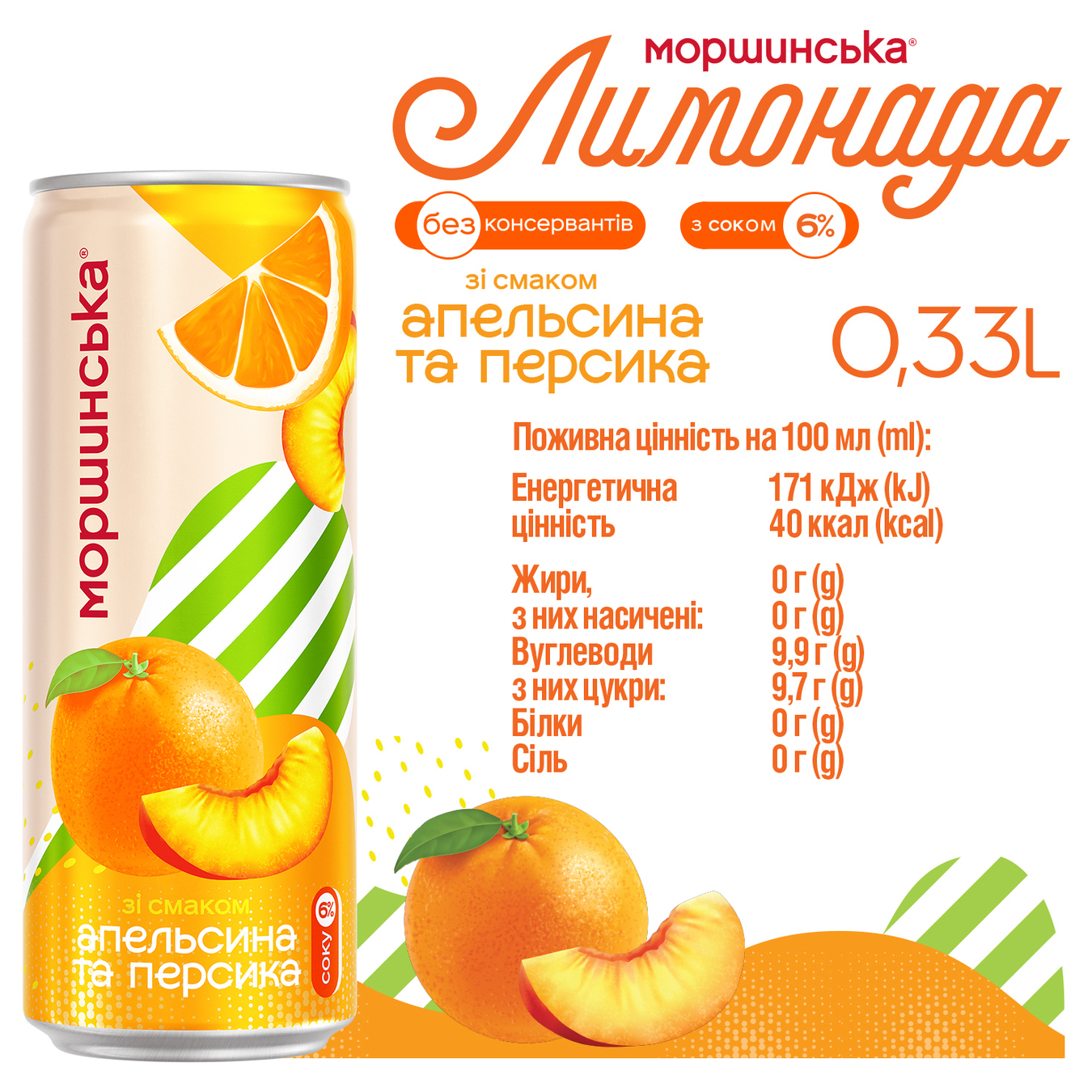 Carbonated drink Morshynska orange-peach lemonade 0.33 l iron can 4