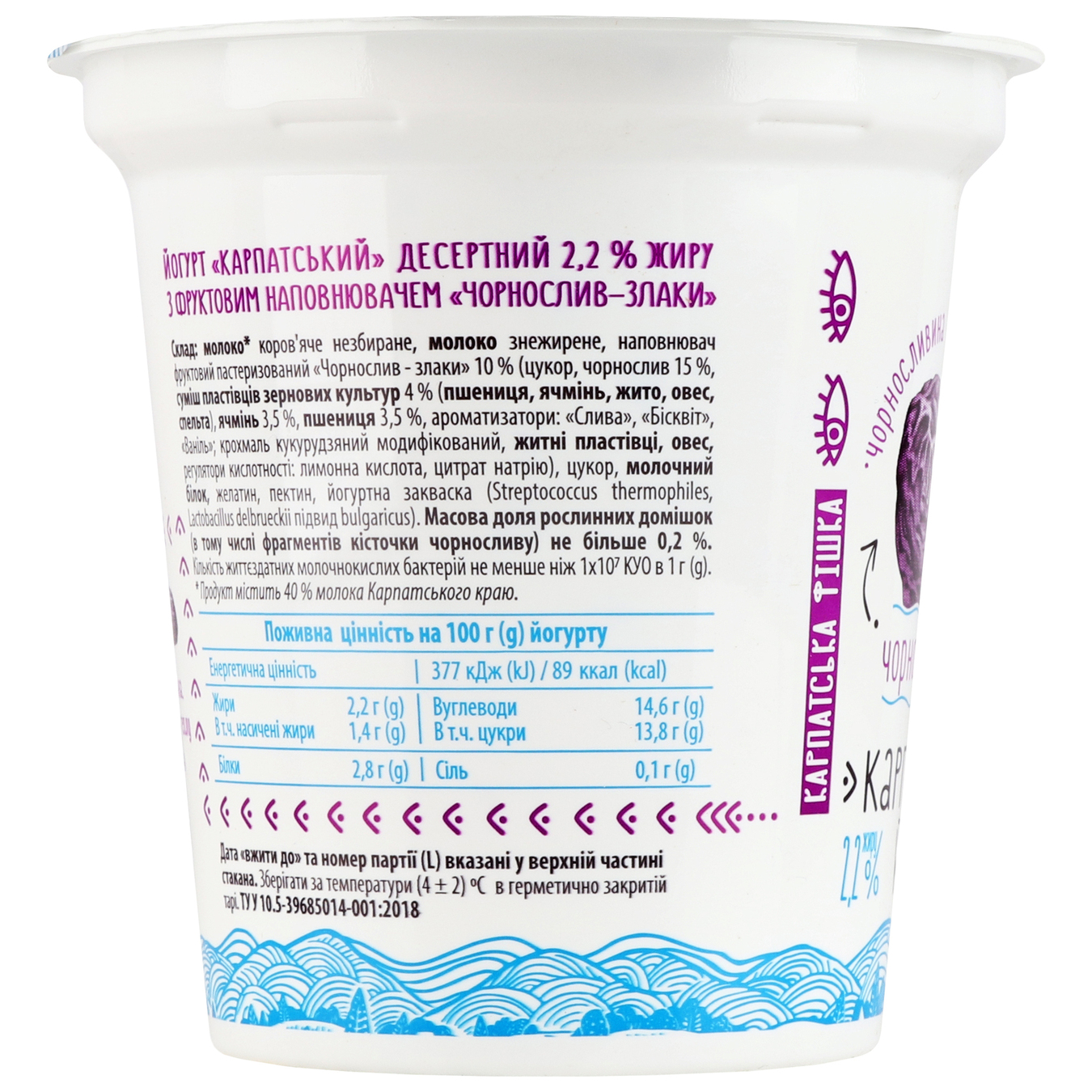 Halychyna Yoghurt Black Plum-Grain 2.2% 260 g 4
