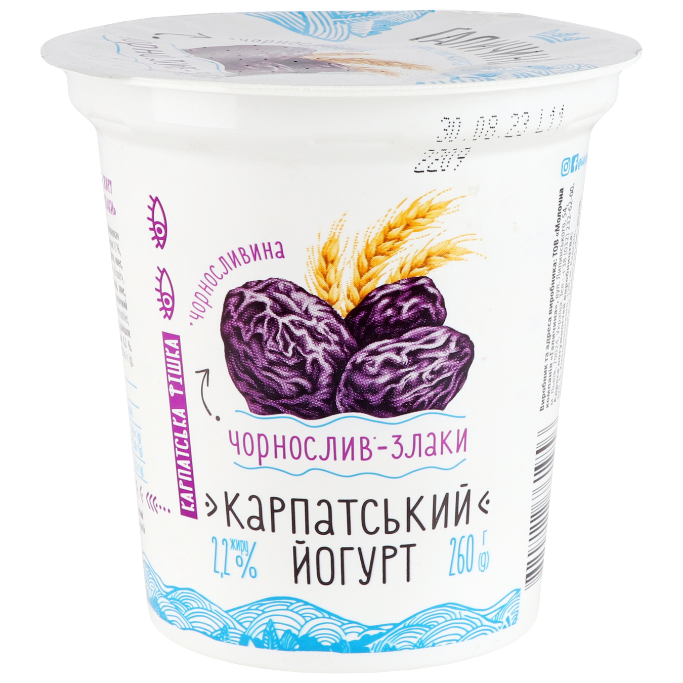 Halychyna Yoghurt Black Plum-Grain 2.2% 260 g 5