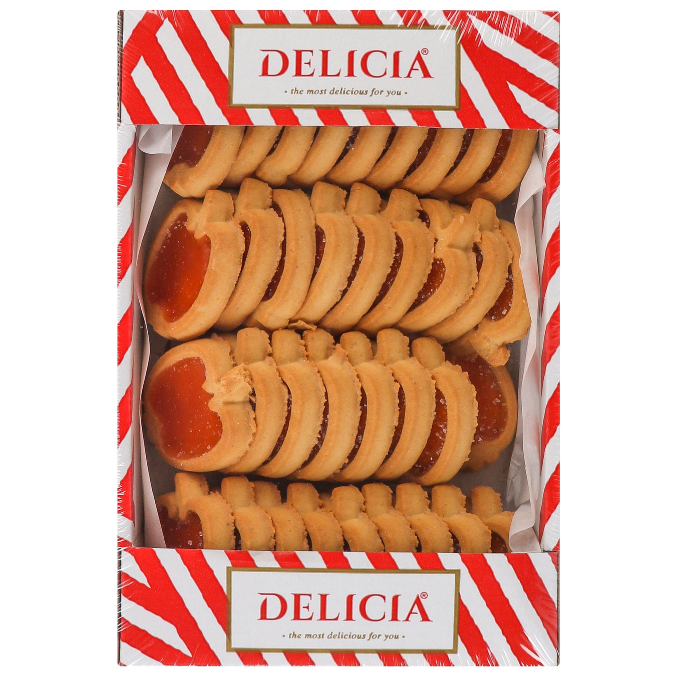 Печенье Delicia сдобное райские яблочки вкус апельсина 400г