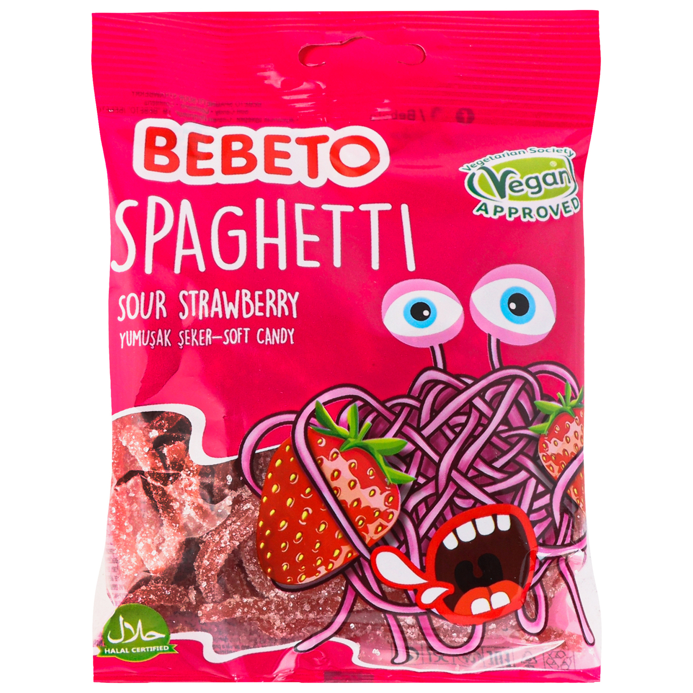 Цукерки Bebeto Спагеті Полуниця жувальні 80г
