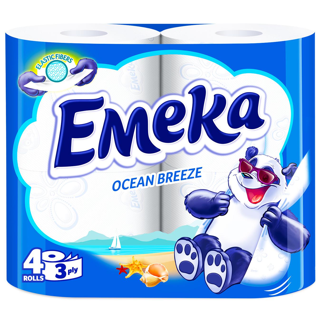 Туалетная бумага Emeka Ocean Breeze целлюлозная 3-слойная 4шт