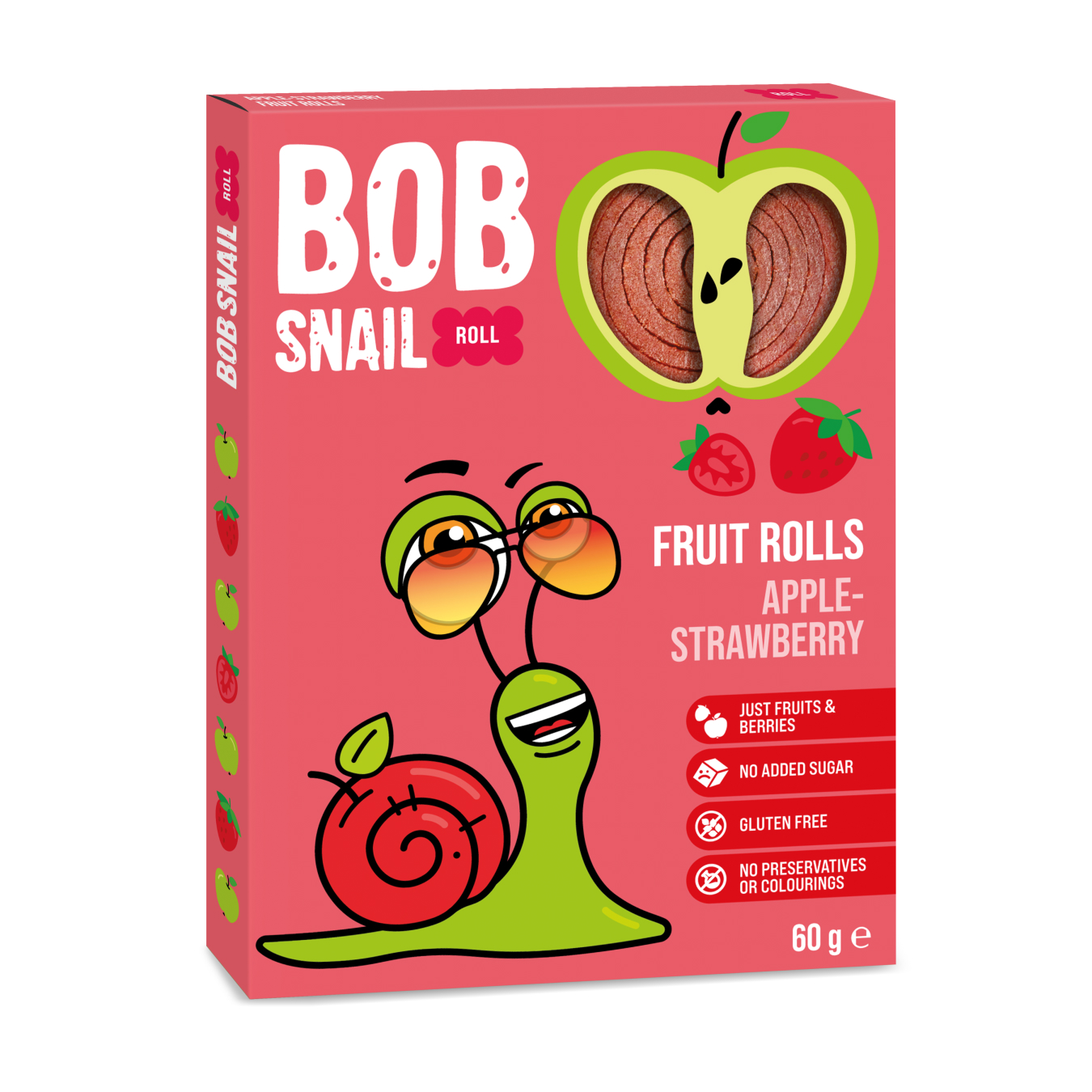 Цукерки Bob Snail натуральні яблучно-полуничні 60г