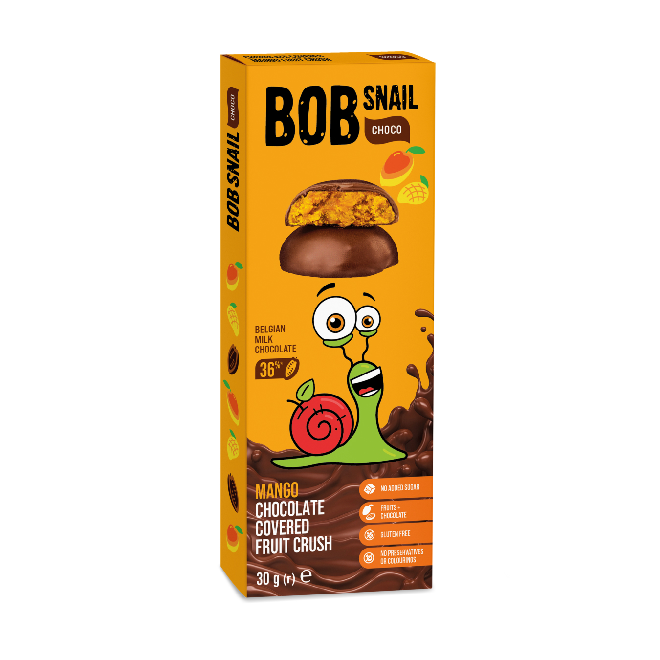 Цукерки Bob Snail мангові у молочному шоколаді 30г