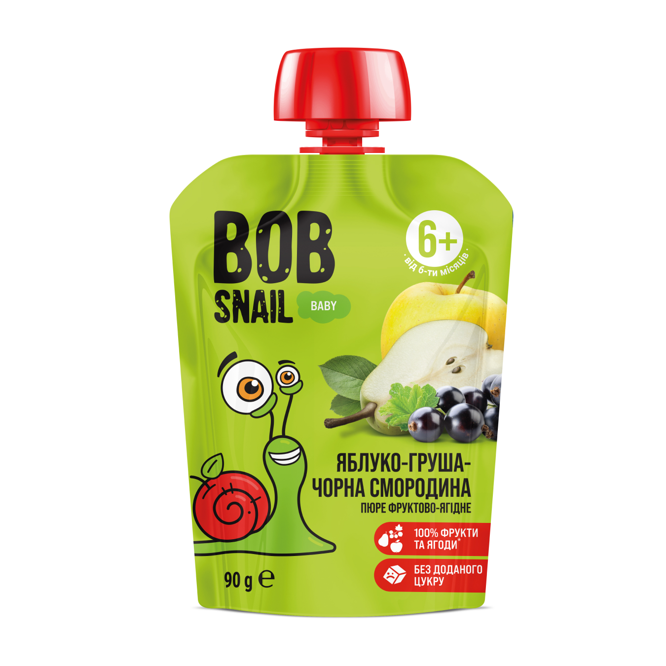 Пюре Bob Snail фруктово-ягідне Яблуко-Груша-Чорна Смородина для дітей від 6 місяців 90г