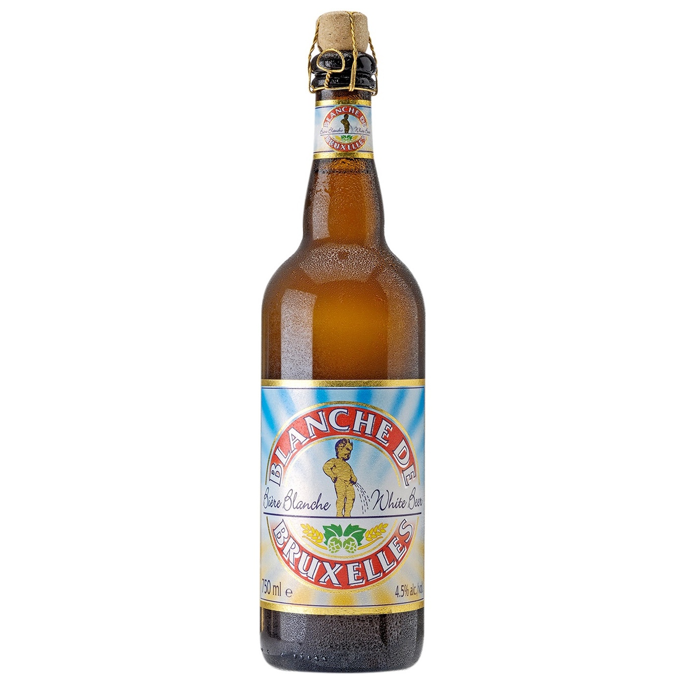 Пиво светлое Blanshe de Bruxelles Witbier нефильтрованное 4,5% 0,75л стекло