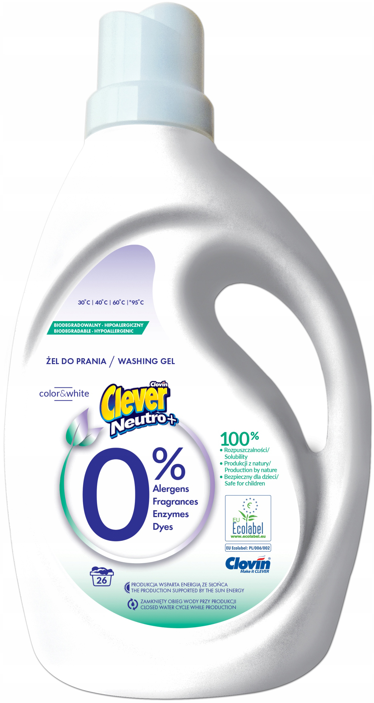 Clever Neutro+ Color & White washing gel 1.56 l