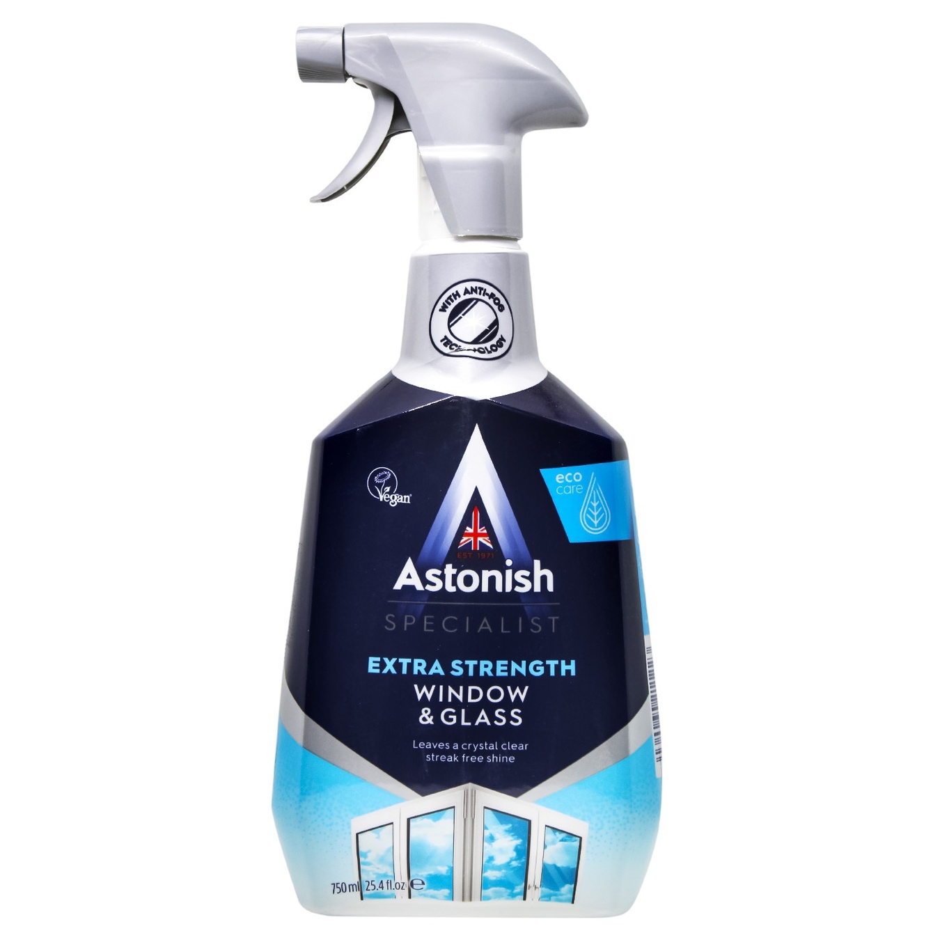 Astonish window and glass cleaner with anti-fogging effect 750ml