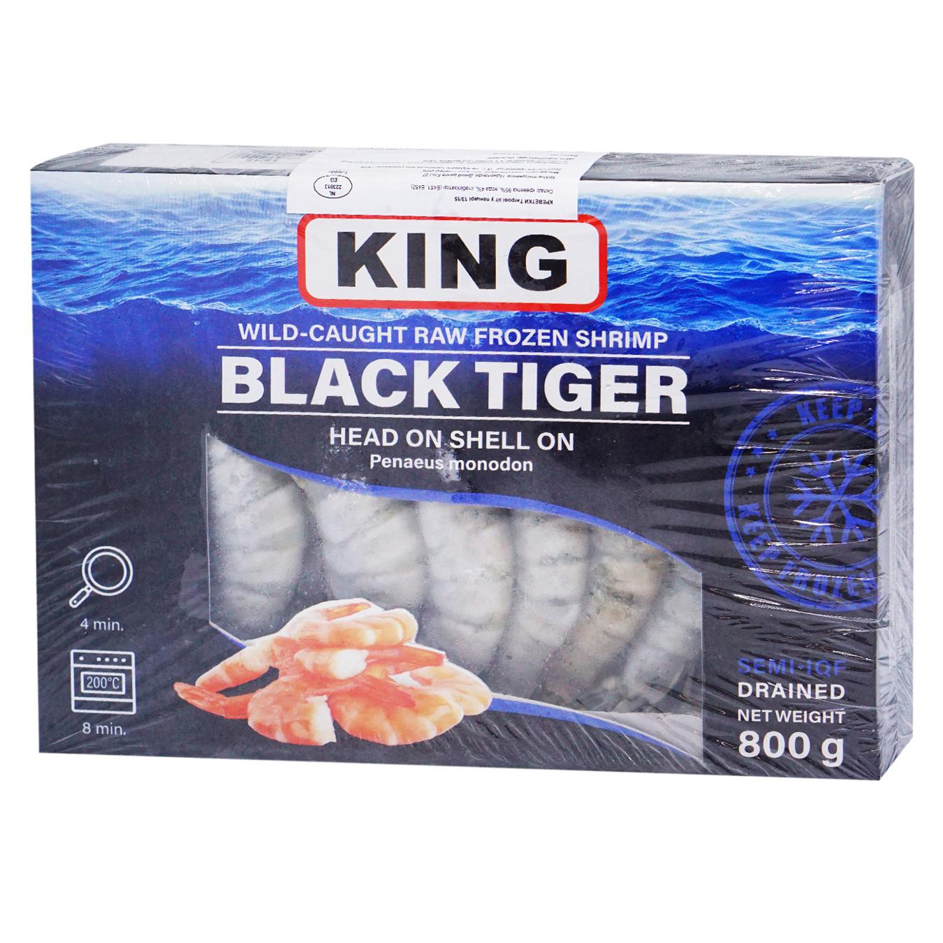 King tiger shrimp with head in shell in glaze frozen 13/15 20% 800g