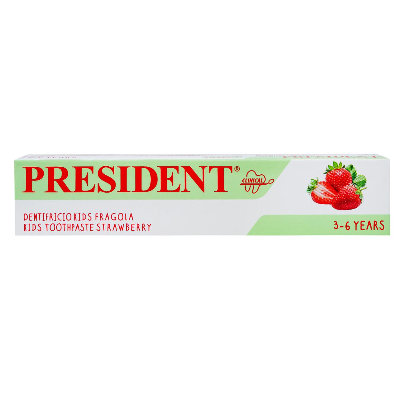 Паста зубная President kids strawberry 3-6 50мл