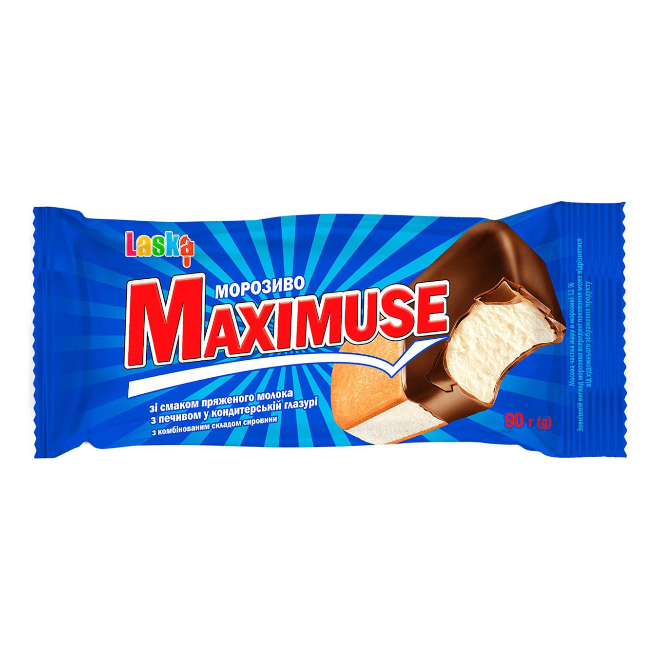 Морозиво Maxime смак пряжене молоко-печиво у кондитерській глазурі 90г