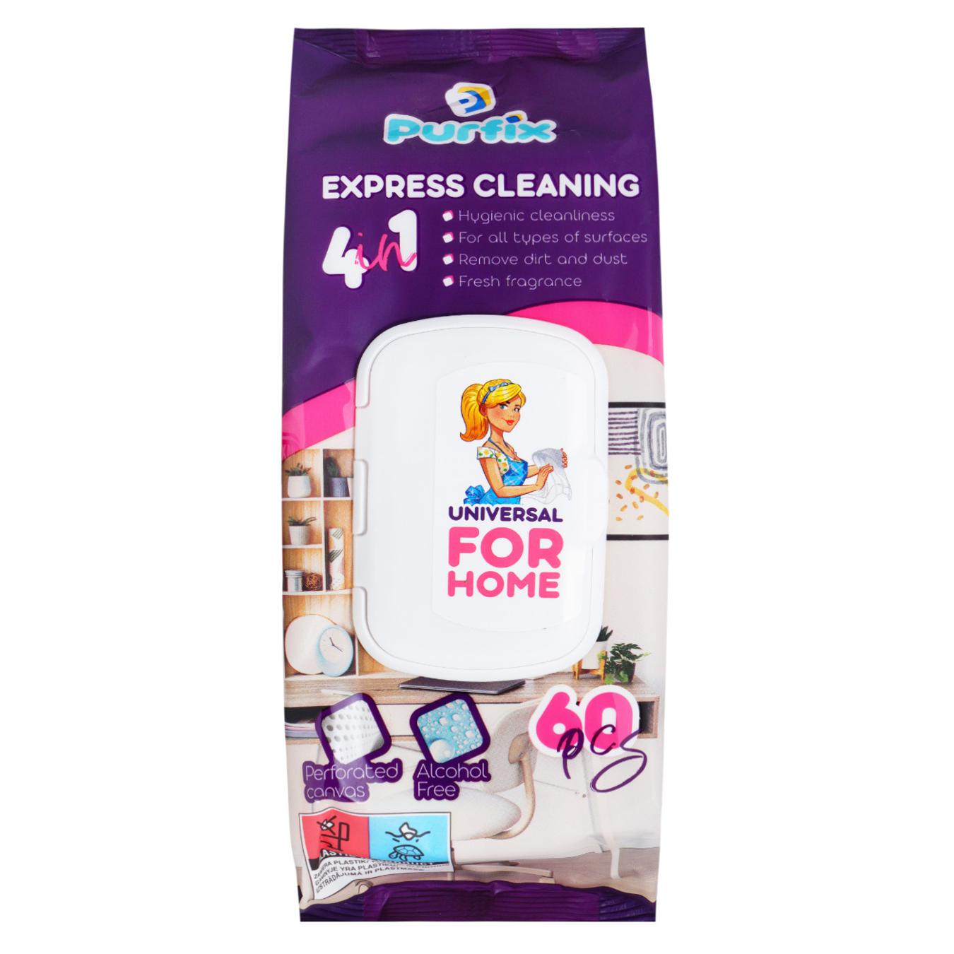 Cleaning wipes Purfix wet universal household 60 pcs