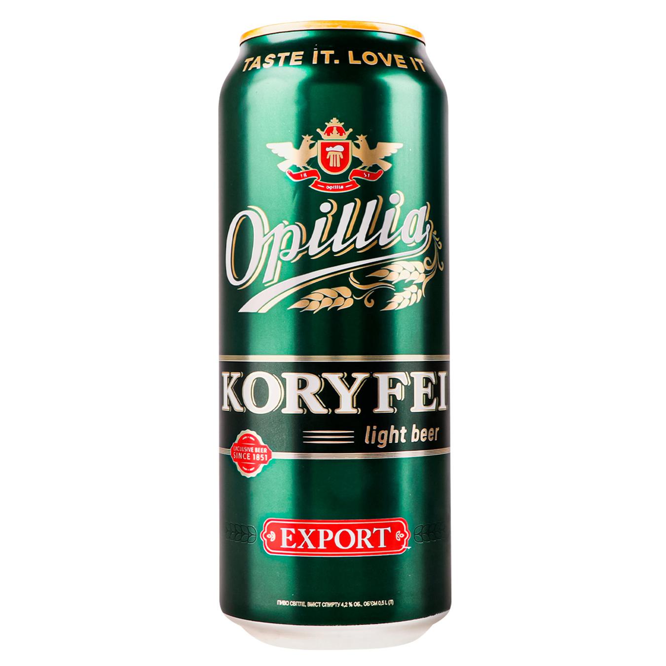 Пиво светлое Ополье Корифей Export 4,2% 0,5л железная банка