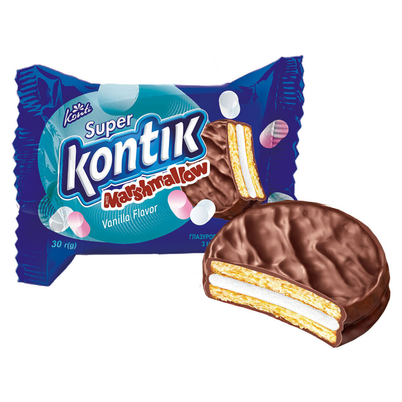 Печенье Konti Super Kontik с начинкой маршмеллоу 30г