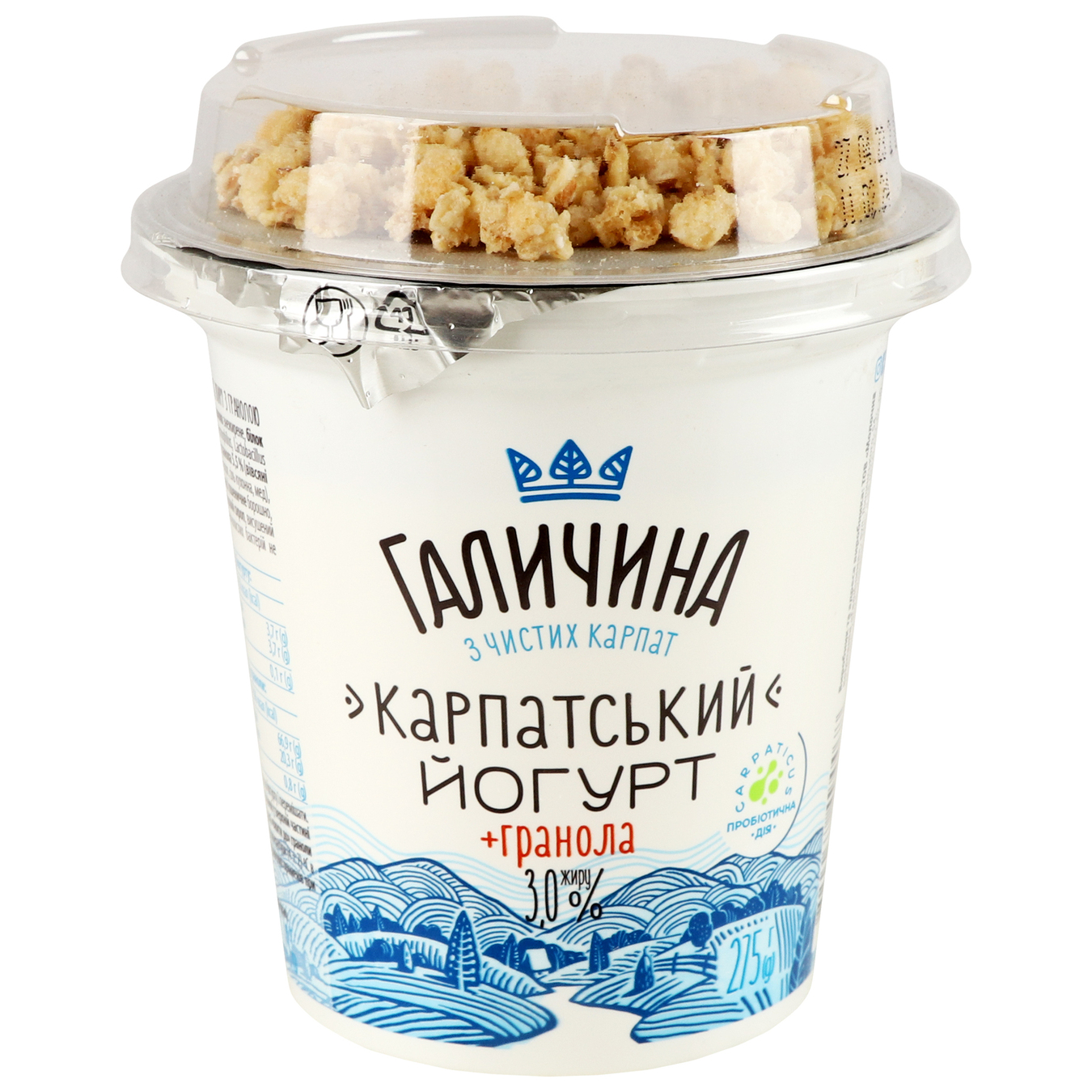 Йогурт Галичина Карпатский без сахара + Гранола 3% 275г 4