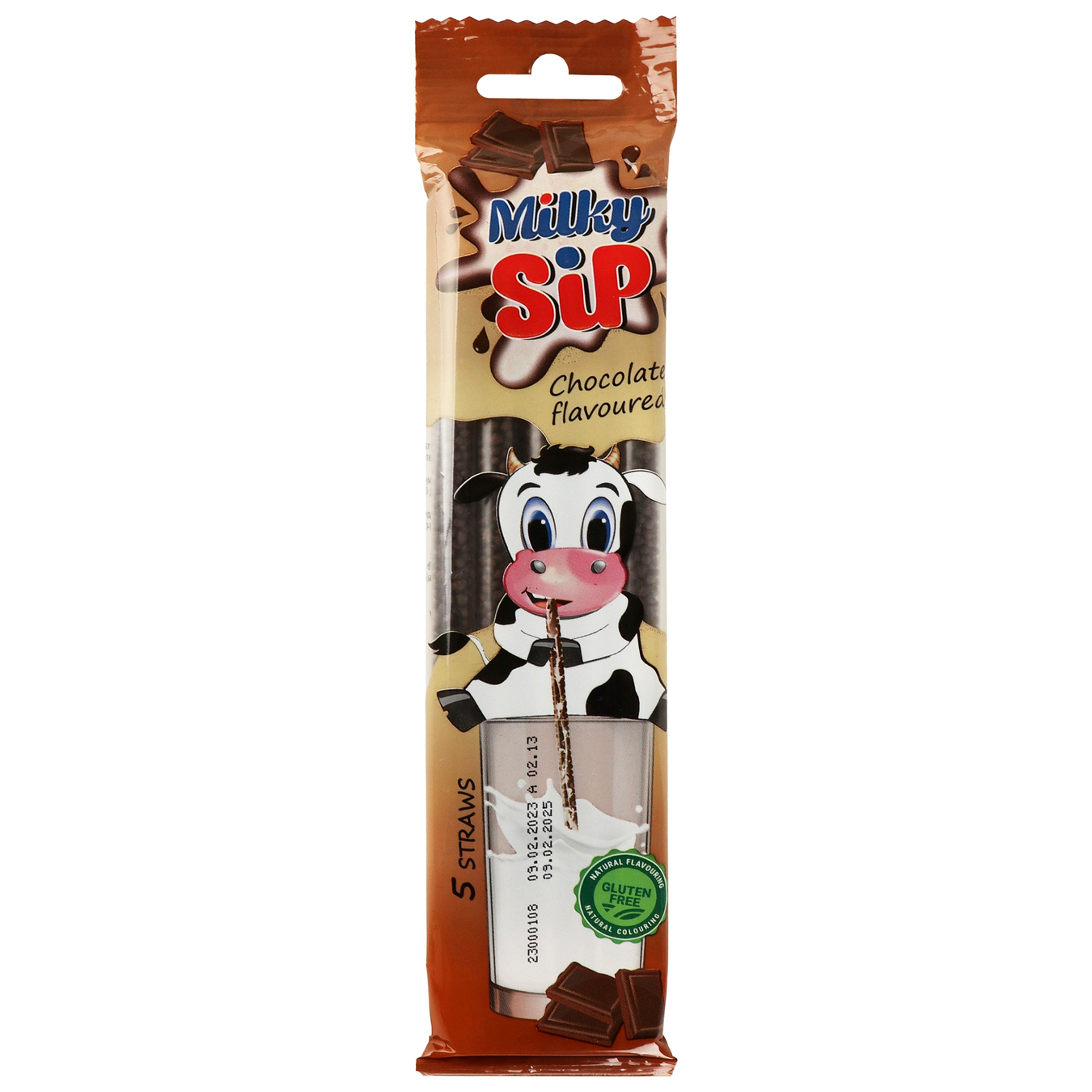 Milky Sip Straw for milk with chocolate flavoured 5*6g/pack