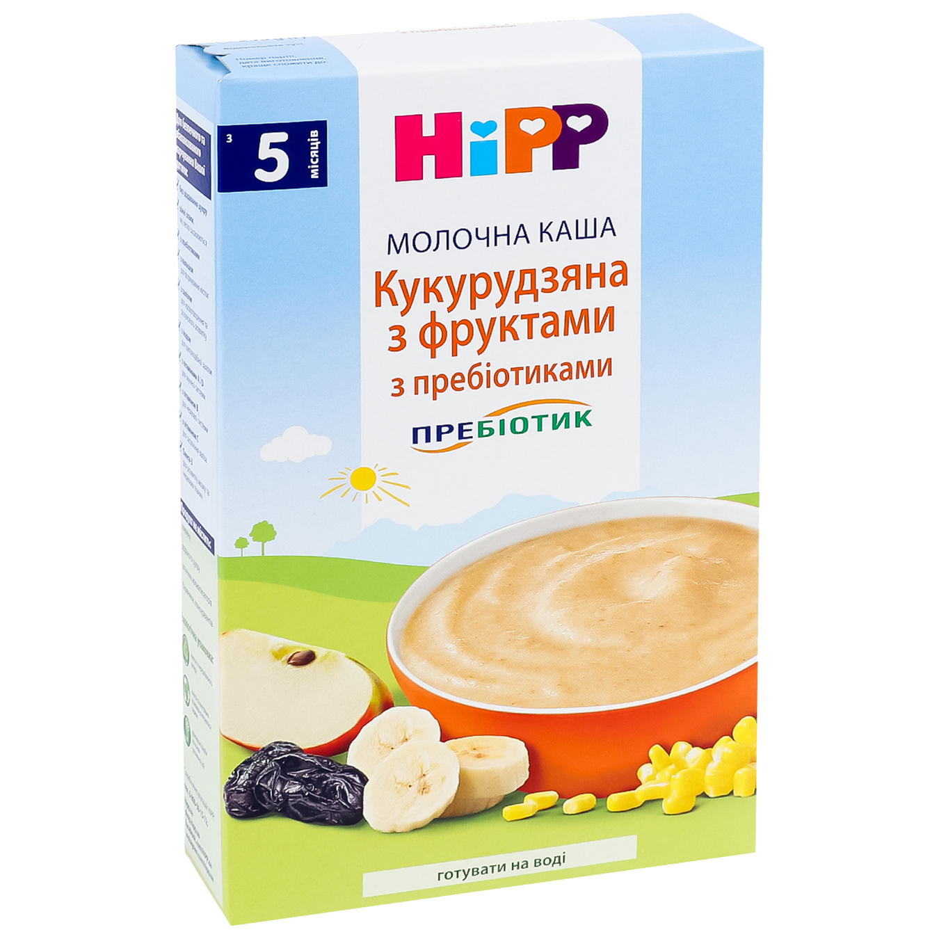 Каша дитяча HiPP Кукурудзяна з фруктами з пребіотиками молочна без цукру з 5 місяців 250г 8