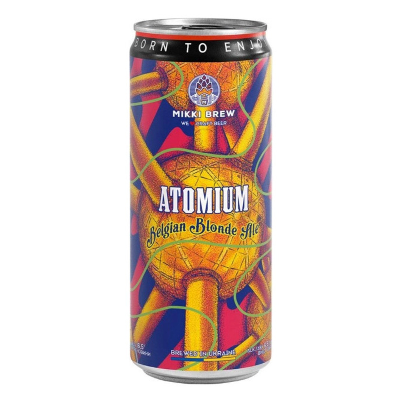Пиво світле нефільтроване Mikki Brew ATOMIUM 6,5% 0,33мл залізна банка