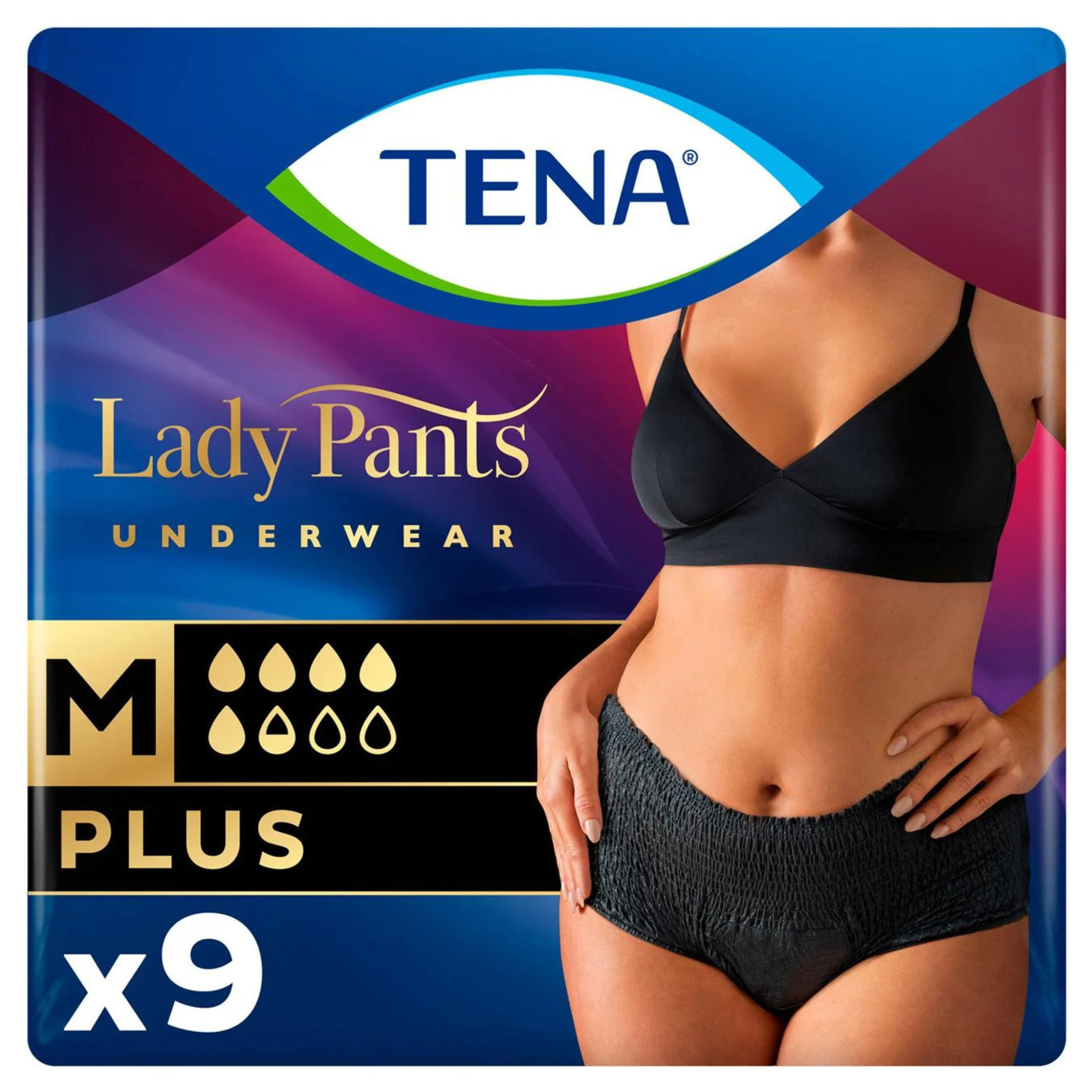 Трусы урологические Tena Lady Pants Plus для женщин черные M 9шт