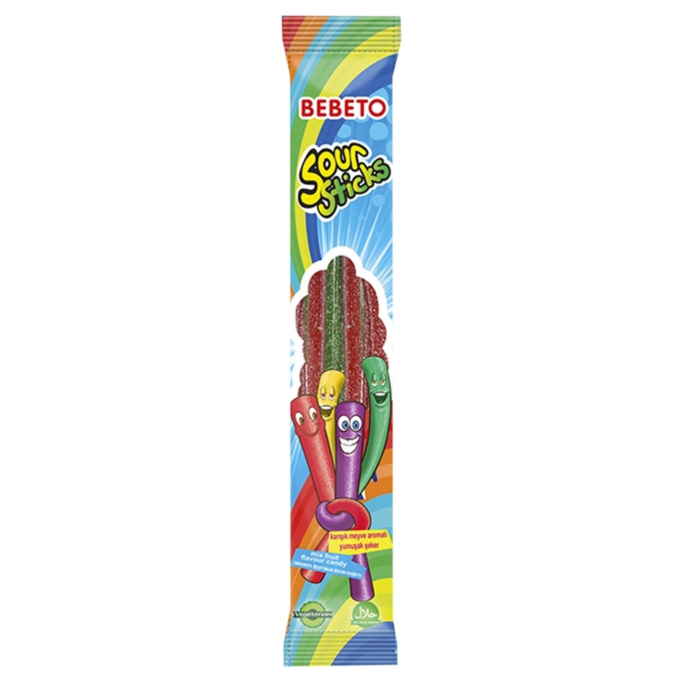 Chewing candies Bebeto Sour sticks Tuti Fruti 30g