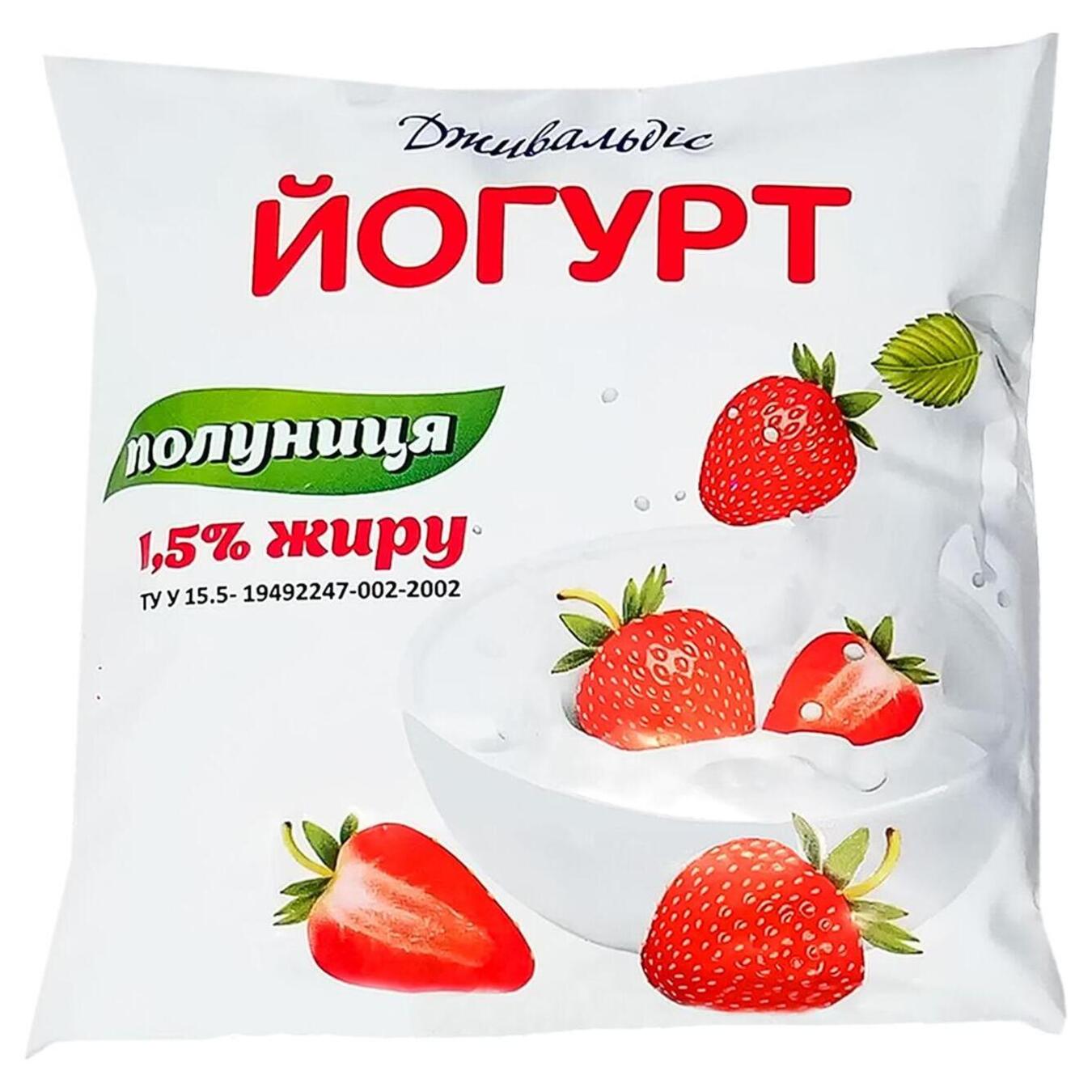 Yoghurt Jivaldis strawberry film 1.5% 400g