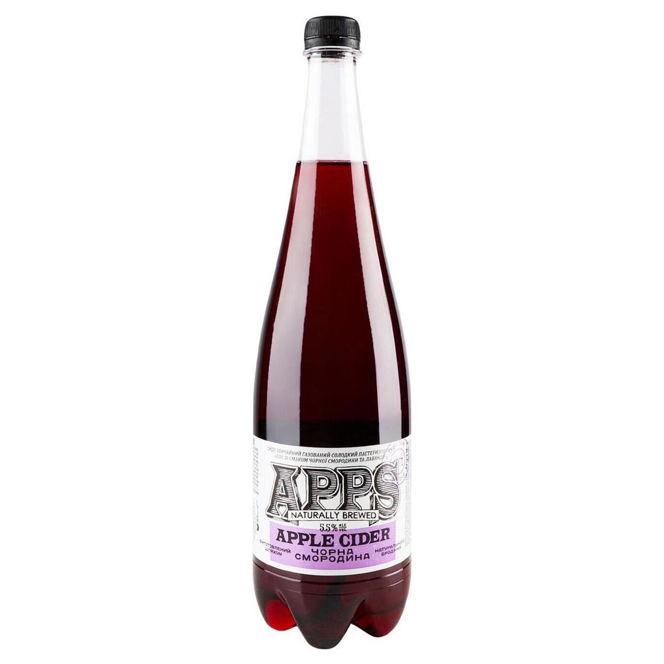 Apps cider with blackcurrant lavender flavor 5.5% 1l plastic bottle