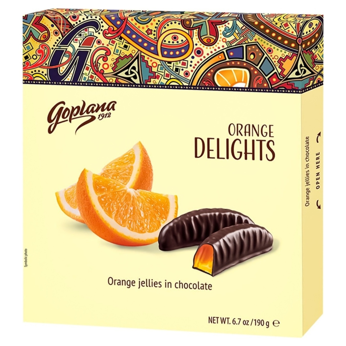 Candies Colian marmalade with orange flavor in chocolate 190g