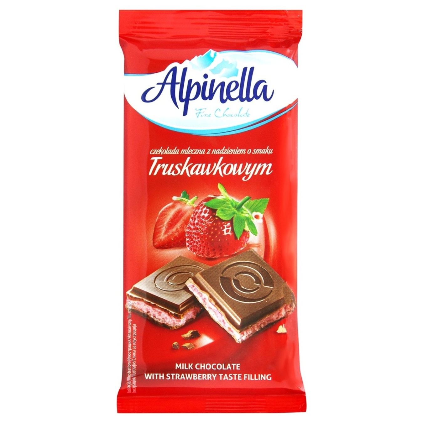 Шоколад Alpinella молочний з полуницею 100г