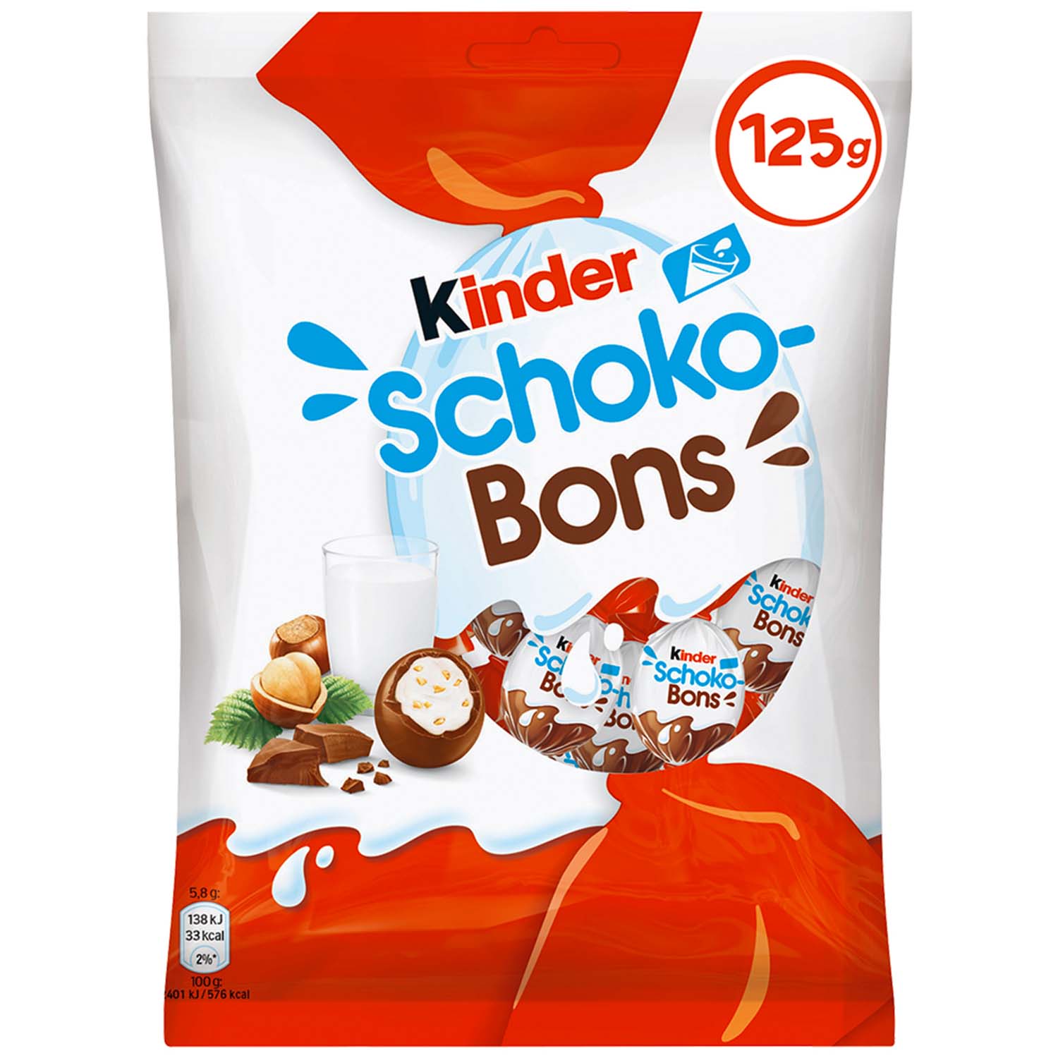 Цукерки Kinder Choco-Bons із молочного шоколаду з молочно-горіховою начинкою 125г