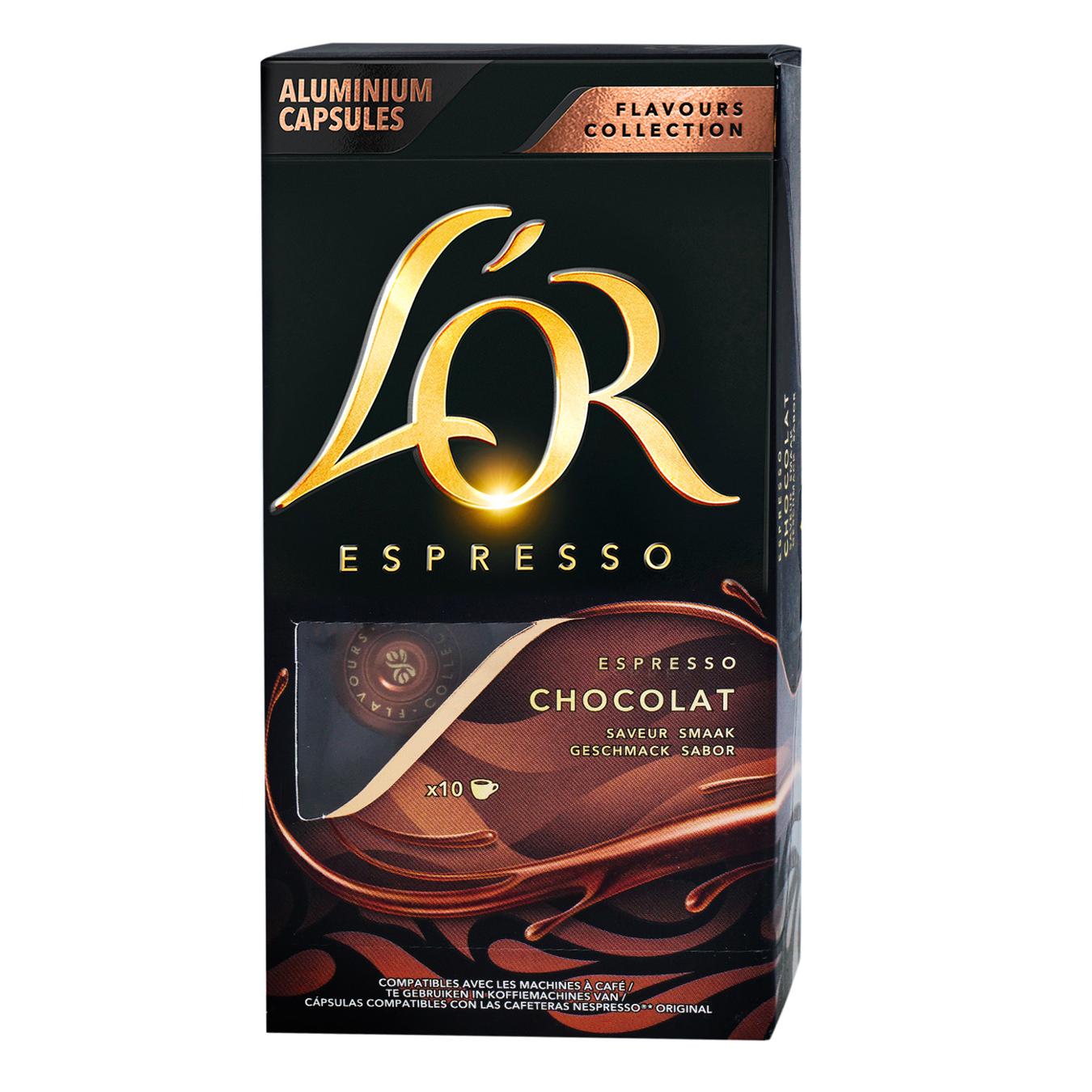 Кофе молотый L’OR Espresso Сhocolat в капсулах с ароматом шоколада 10*52г