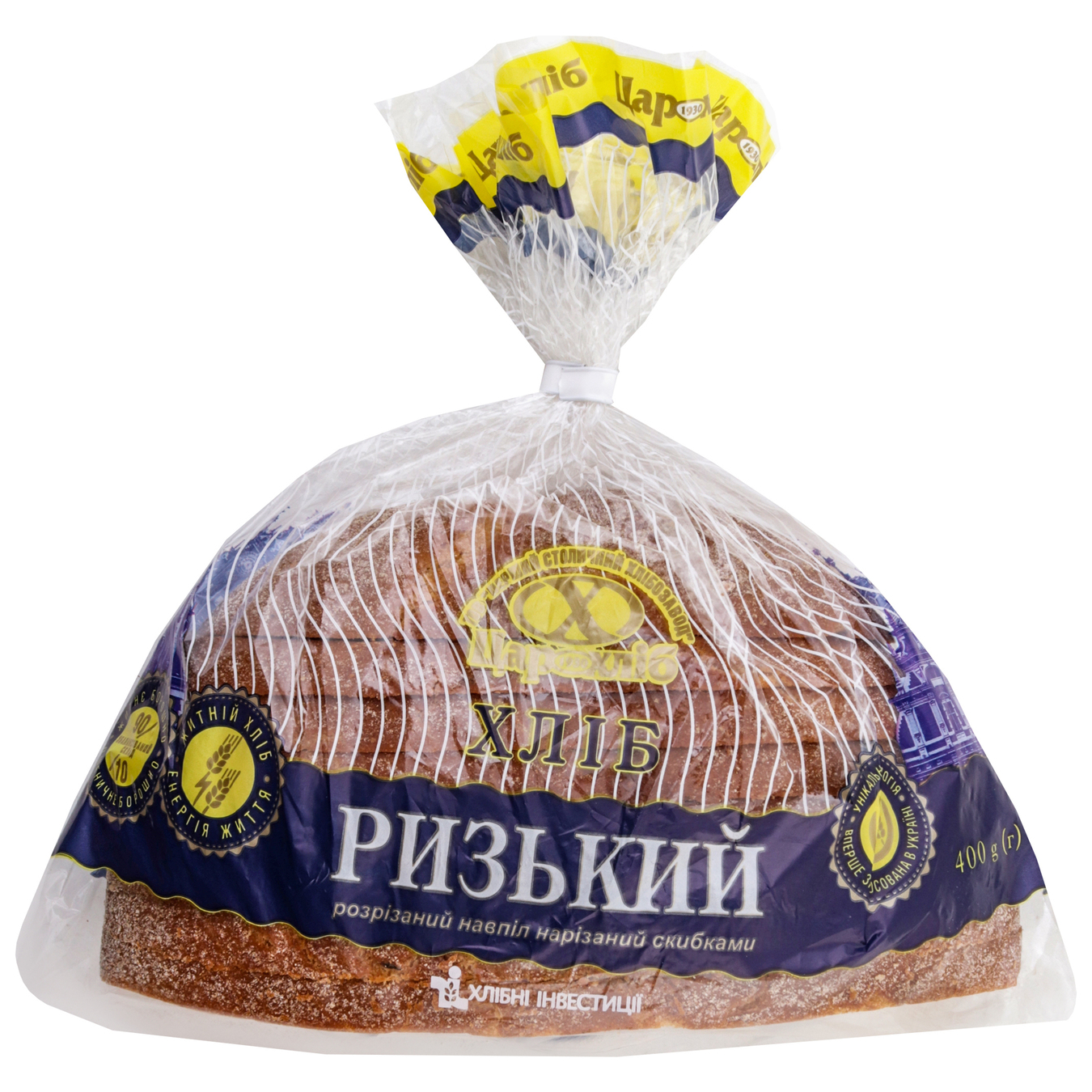 Хлеб Царь хлеб Рижский разрезанный пополам нарезанный упакован 400г 2