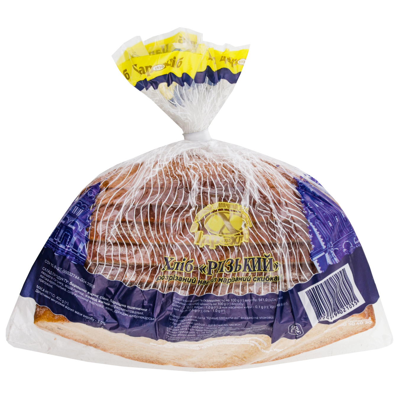 Хліб Цар Хліб Ризький розрізаний навпіл нарізаний упакований 400г 3