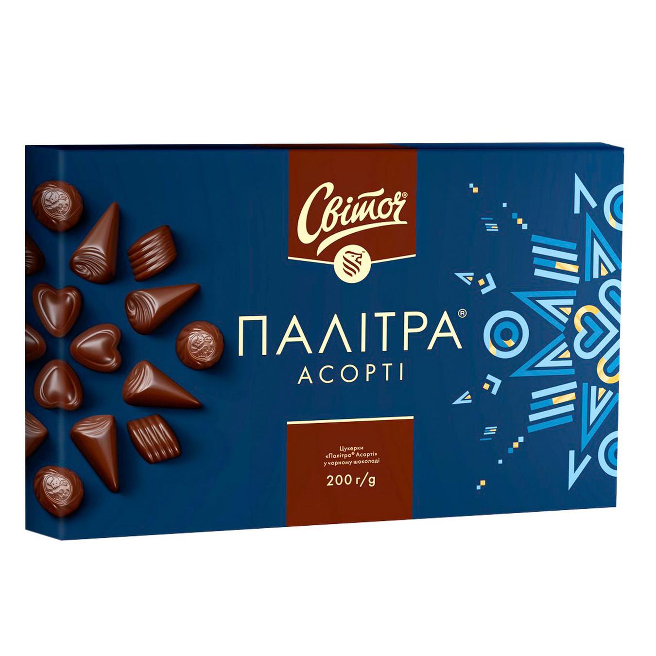 Конфеты Свиточ Палитра Ассорти темный шоколад 200г