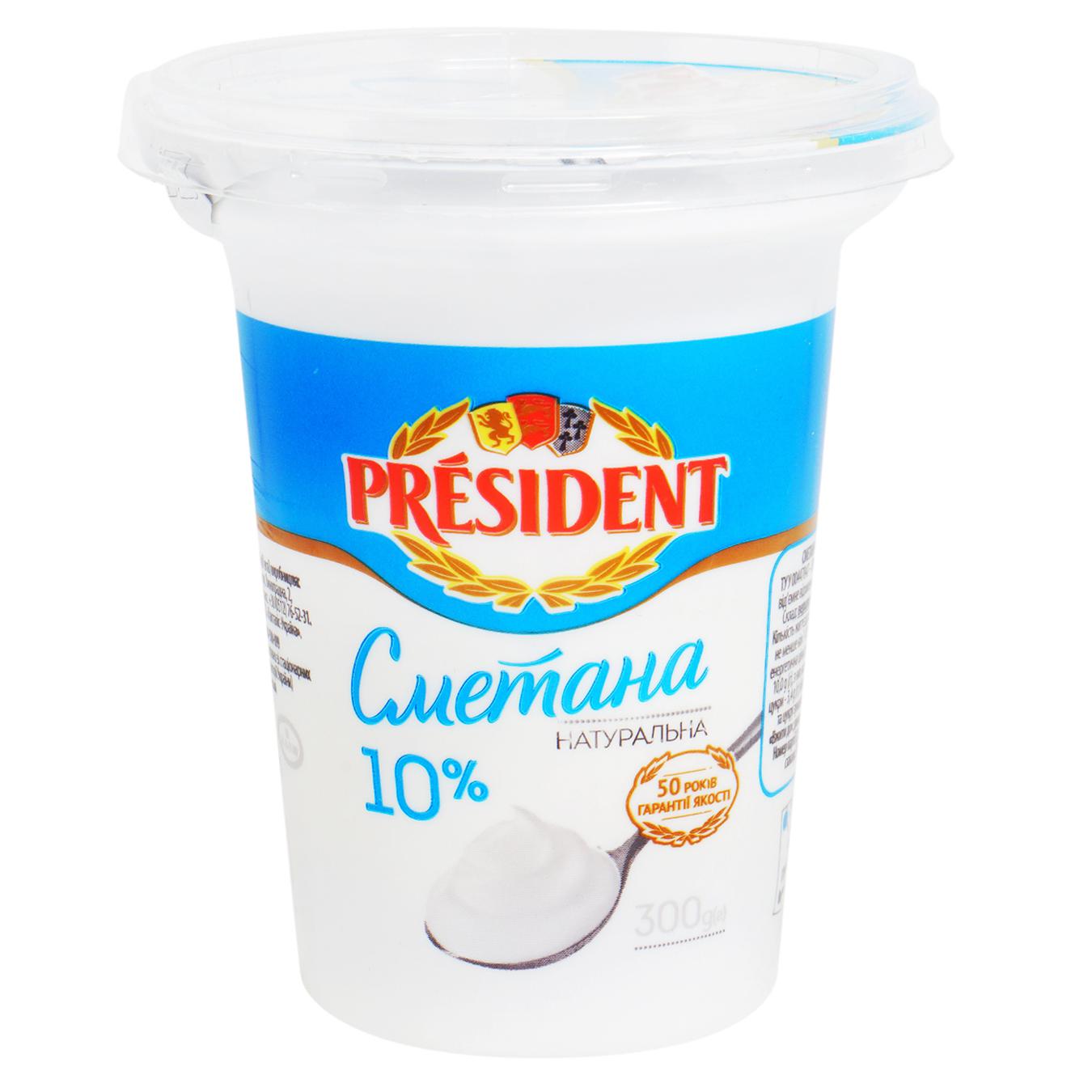 Sour cream President glass 10% 300g