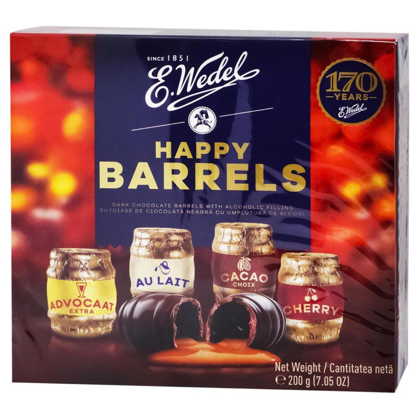 Конфеты шоколадные Wedel Бочки с алкогольной начинкой со вкусом коктейлей 200г