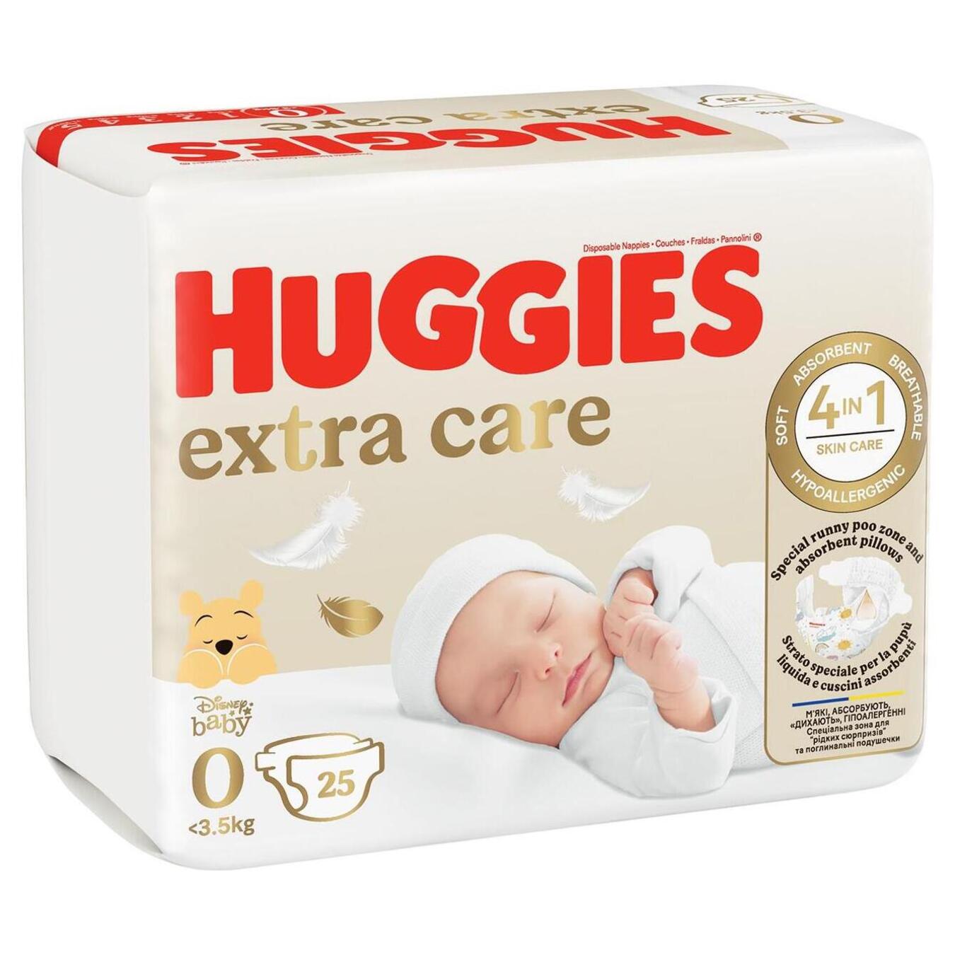 Baby diapers Huggies Extra care (0+) 25 pcs