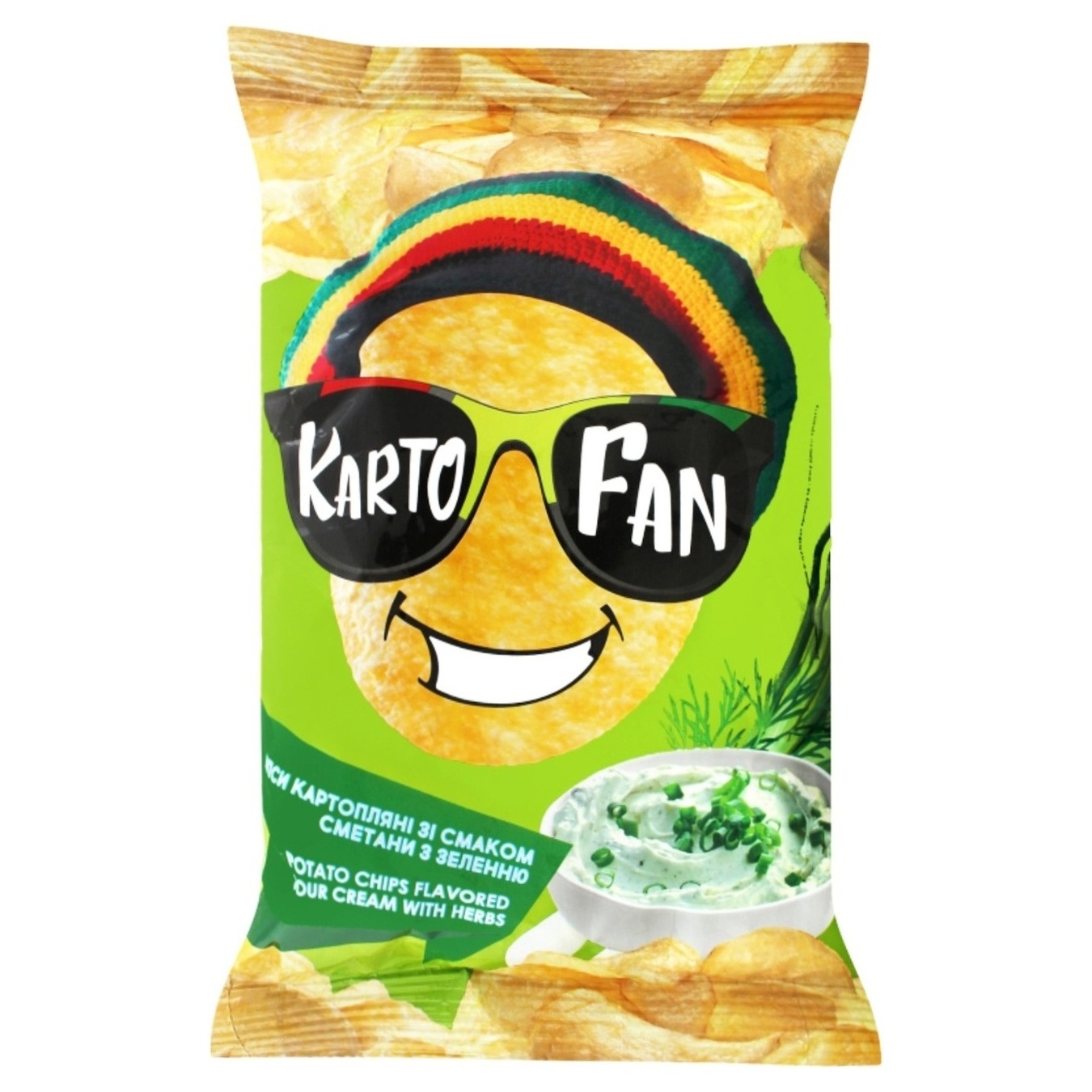 Чіпси KartoFan картопляні натуральні смак сметани з зеленню 130г