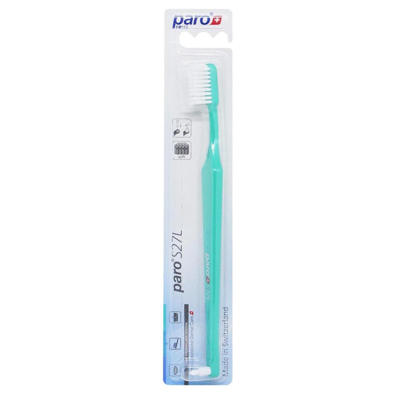 Toothbrush Paro soft 27 bundles of bristles 3 rows with monobundle nozzle S27L green