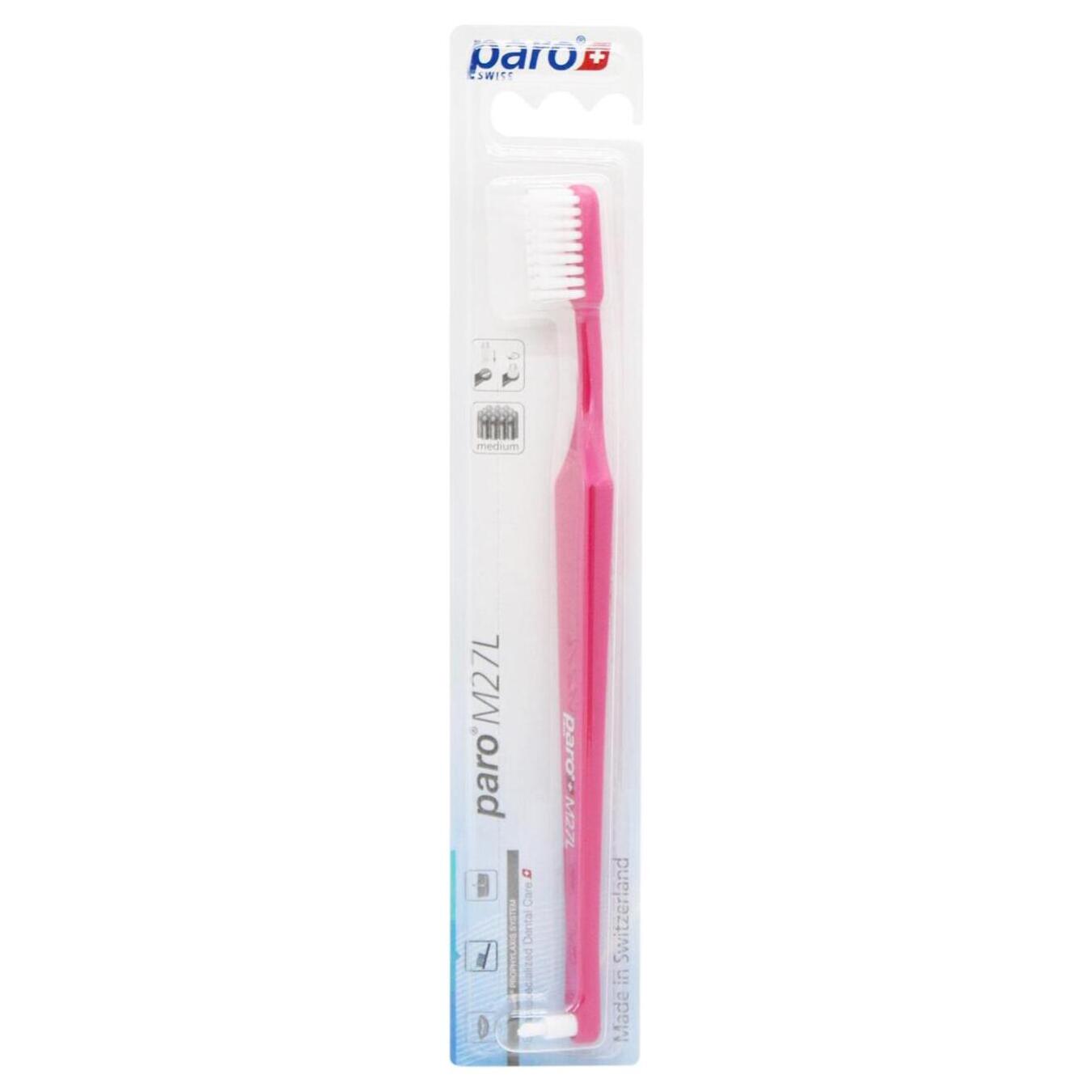 Toothbrush Paro soft 27 bundles of bristles 3 rows with monobundle nozzle M27L pink
