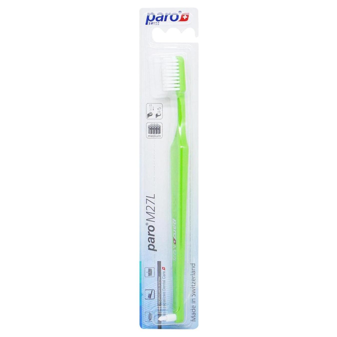 Toothbrush Paro soft 27 bundles of bristles 3 rows with monobundle nozzle M27L light green