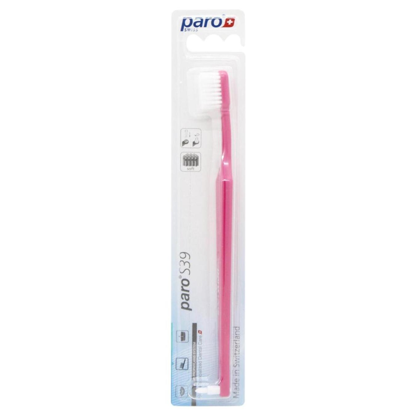 Зубна щітка Paro м’яка 39 пучків щетин 5 рядів з монопучковою насадкою рожева
