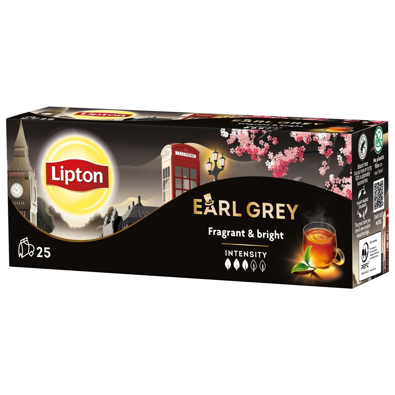 Black tea Lipton Earl Gray flavored with bergamot 25 pcs