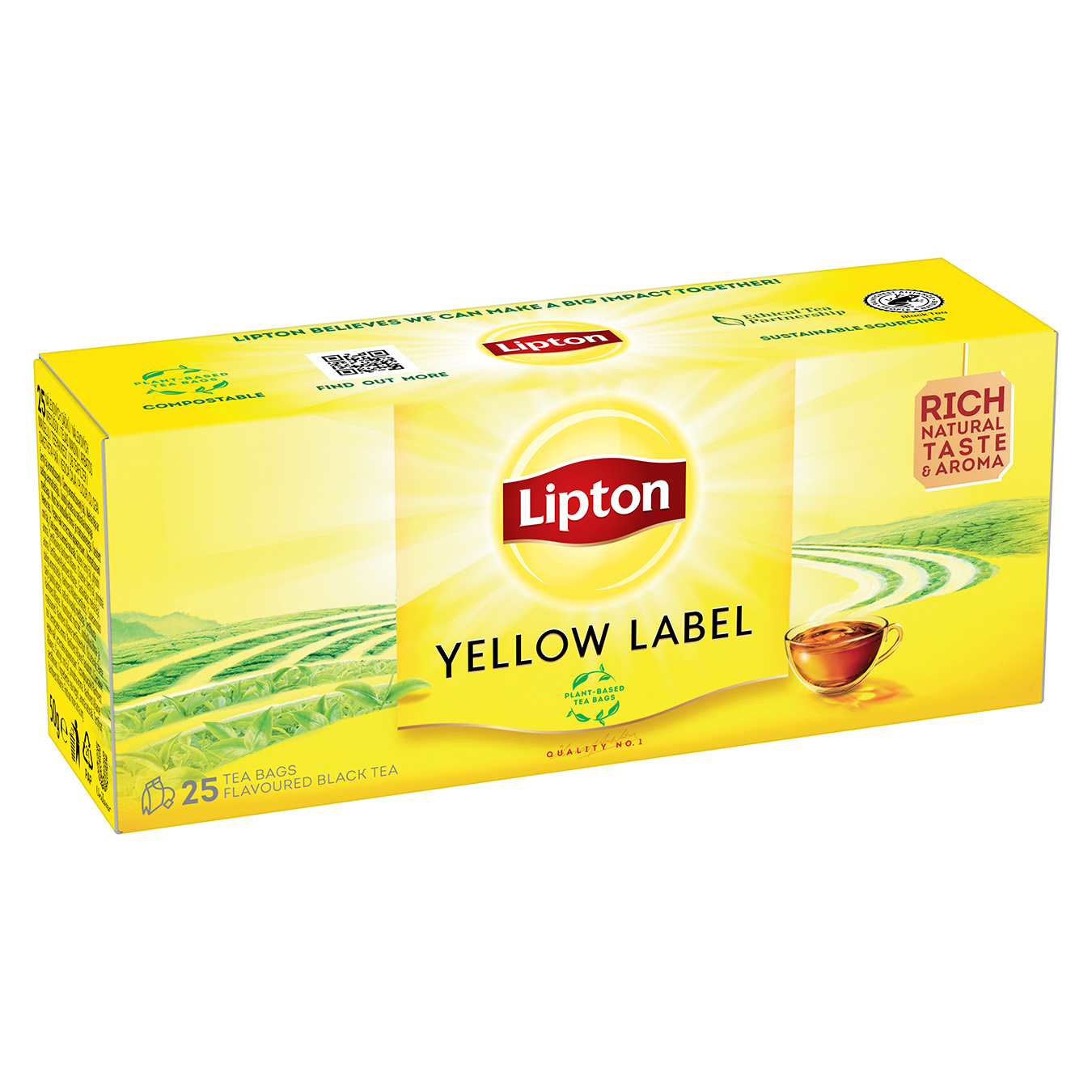 Чай черный Lipton Yellow Label байховый ароматизированный 25шт 3