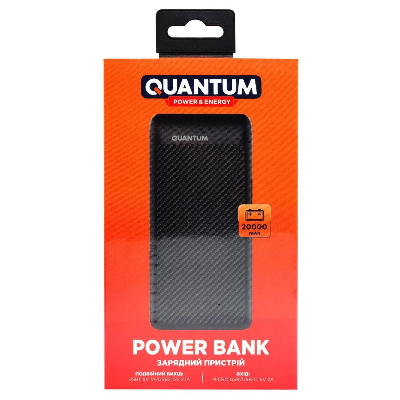 Універсальний мобільний акумулятор (Power bank) Quantum QM-PB1020 чорний 20 000mAh 3.7V (2-USB)