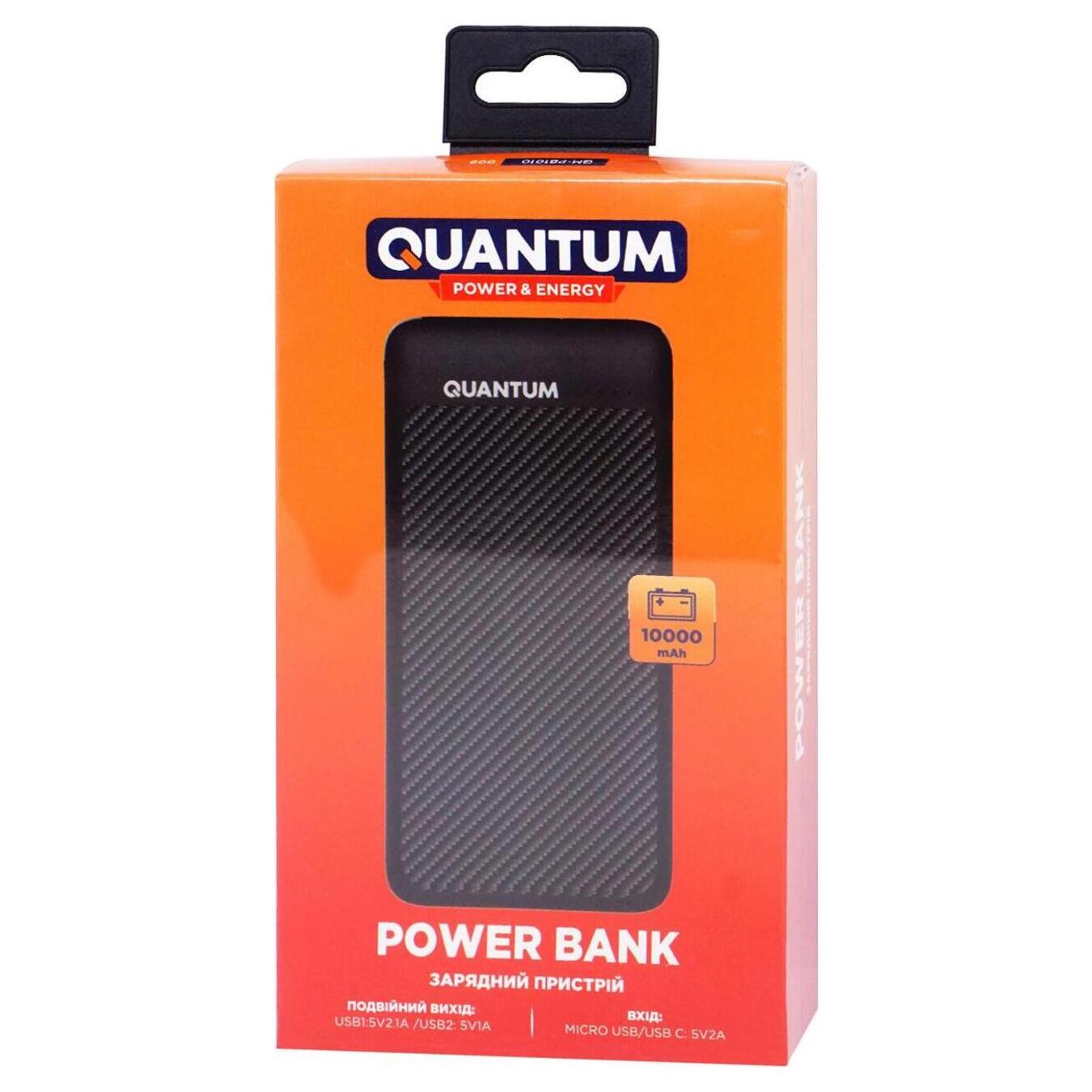 Универсальный мобильный аккумулятор (Power bank) Quantum QM-PB1010 черный 10 000mAh 3.7V (2-USB)