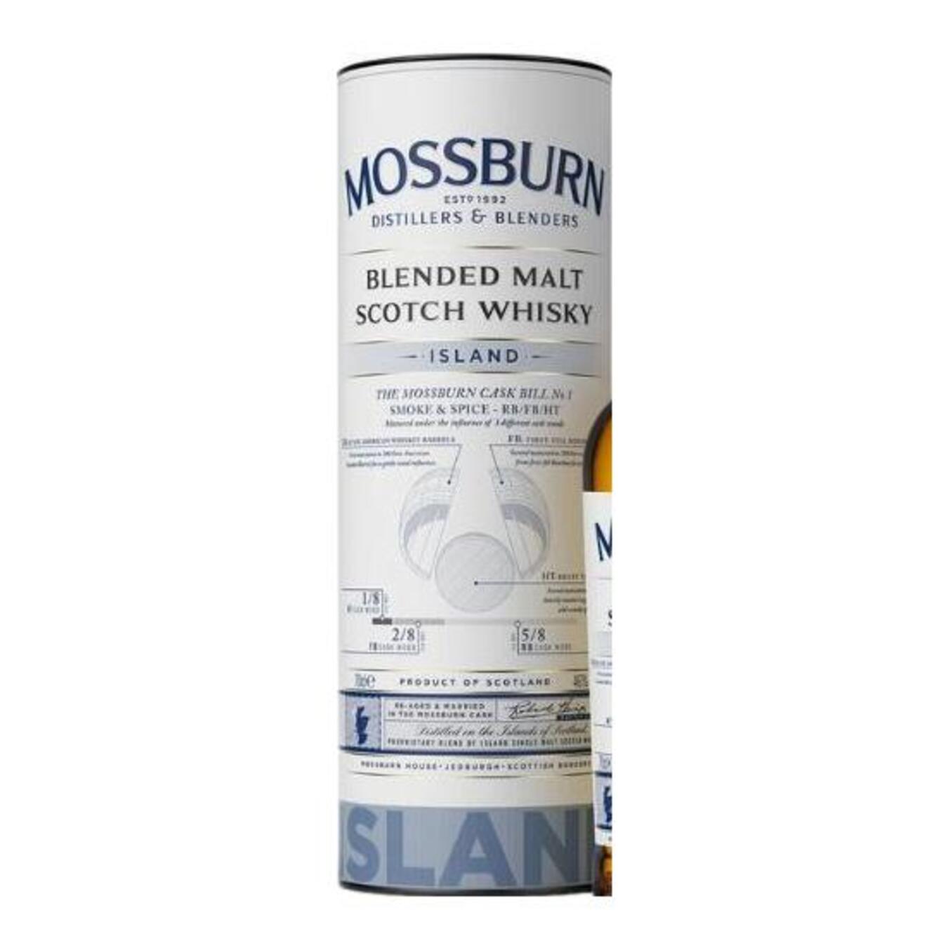 Whiskey Mossburn Island Blended Malt 46% 0.7l tube