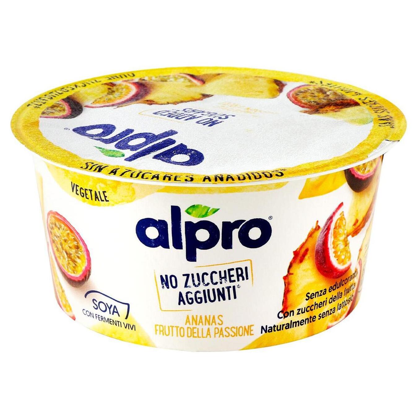 Soy product Alpro fermented without sugar pineapple-passion glass 2.1% 135g